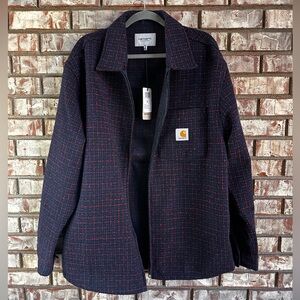 Carhartt WIP Bellamy Shirt Jacket Black Blue and Red Checkered Size XL